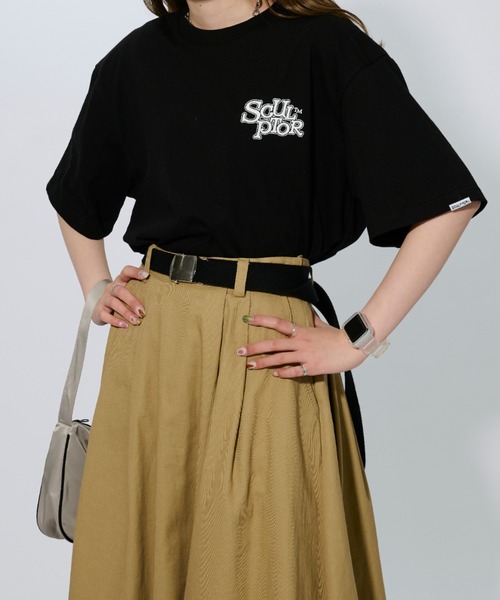 SCULPTOR（スカルプター）の「FLUFFY LOGO TEE/フラッフィーロゴTシャツ（Tシャツ/カットソー・レディース・ホワイト/ブラック/ワインレッド・MEDIUM）」の13枚目の写真