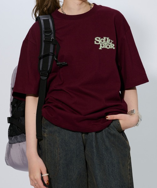 SCULPTOR（スカルプター）の「FLUFFY LOGO TEE/フラッフィーロゴTシャツ（Tシャツ/カットソー・レディース・ホワイト/ブラック/ワインレッド・MEDIUM）」の20枚目の写真