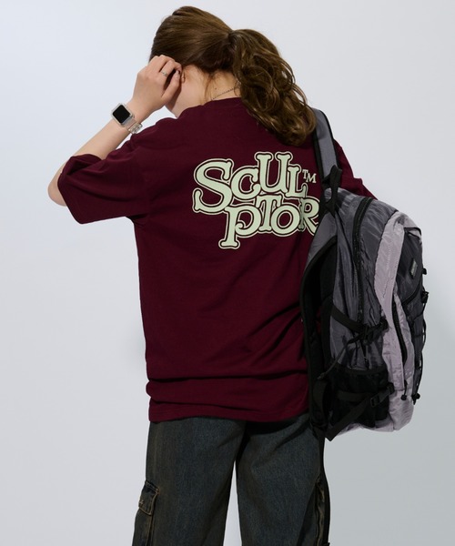 SCULPTOR（スカルプター）の「FLUFFY LOGO TEE/フラッフィーロゴTシャツ（Tシャツ/カットソー・レディース・ホワイト/ブラック/ワインレッド・MEDIUM）」の18枚目の写真