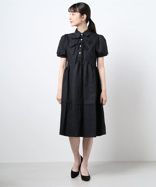 Twinkle;pm（トゥインクルピーエム）の「前リボン半袖シャツワンピース（ワンピース・レディース・ホワイト/ブルー/ブラック・FREE）」の7枚目の写真