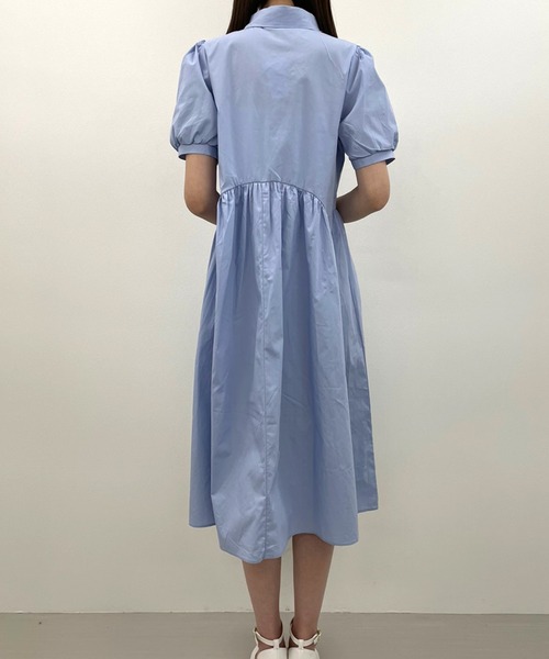 Twinkle;pm（トゥインクルピーエム）の「前リボン半袖シャツワンピース（ワンピース・レディース・ホワイト/ブルー/ブラック・FREE）」の11枚目の写真