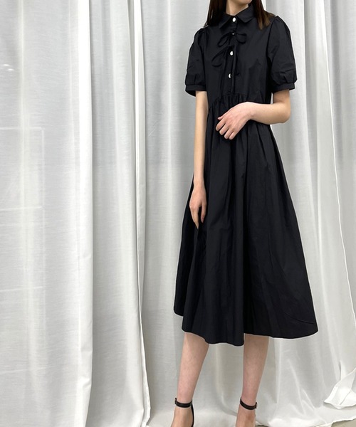 Twinkle;pm（トゥインクルピーエム）の「前リボン半袖シャツワンピース（ワンピース・レディース・ホワイト/ブルー/ブラック・FREE）」の10枚目の写真