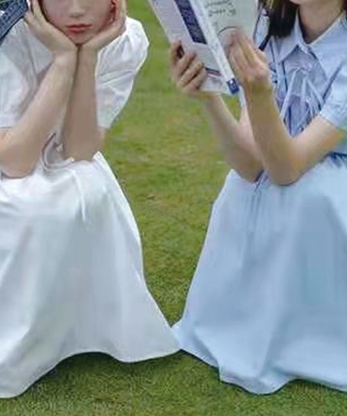 Twinkle;pm（トゥインクルピーエム）の「前リボン半袖シャツワンピース（ワンピース・レディース・ホワイト/ブルー/ブラック・FREE）」の17枚目の写真