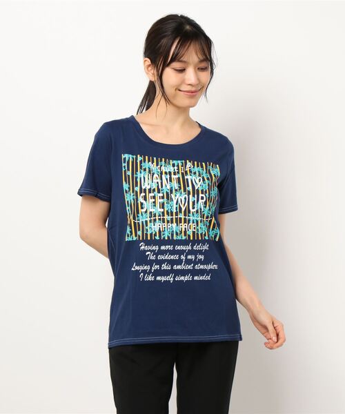 VIBGYOR Women（ヴィブジョー　ウィメン）の「AC　ﾄﾛﾋﾟｶﾙﾛｺﾞT(AB)（Tシャツ/カットソー・レディース・ホワイト/ネイビー/グレー/イエロー・MEDIUM/LARGE）」の3枚目の写真