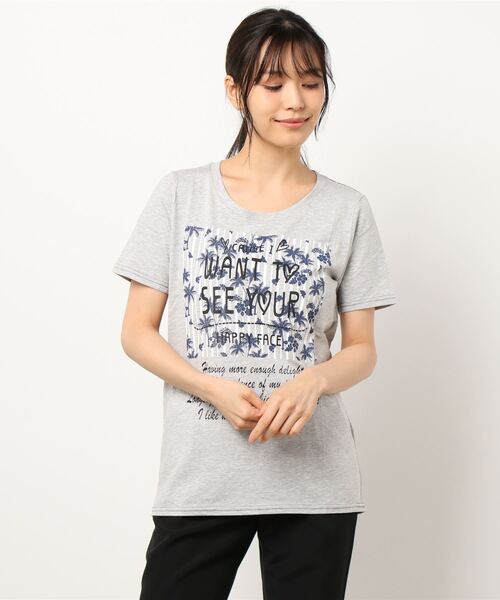 VIBGYOR Women（ヴィブジョー　ウィメン）の「AC　ﾄﾛﾋﾟｶﾙﾛｺﾞT(AB)（Tシャツ/カットソー・レディース・ホワイト/ネイビー/グレー/イエロー・MEDIUM/LARGE）」の2枚目の写真