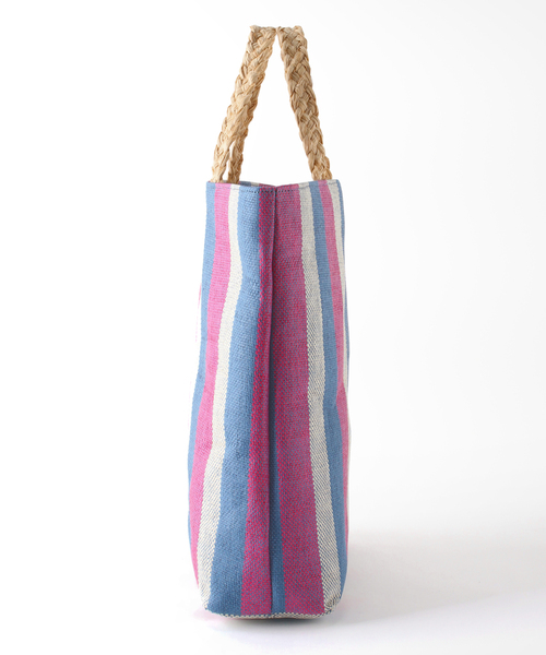 Simplicite（サンプリシテ）の「マルチストライプペーパーバッグ（トートバッグ・レディース・グリーン/ブルー系その他・FREE）」の5枚目の写真