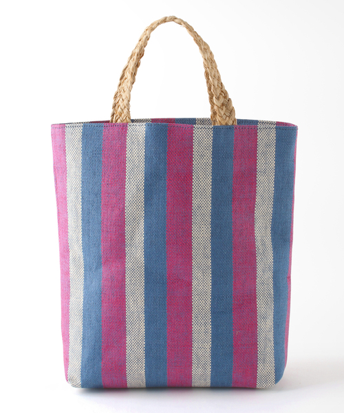 Simplicite（サンプリシテ）の「マルチストライプペーパーバッグ（トートバッグ・レディース・グリーン/ブルー系その他・FREE）」の6枚目の写真