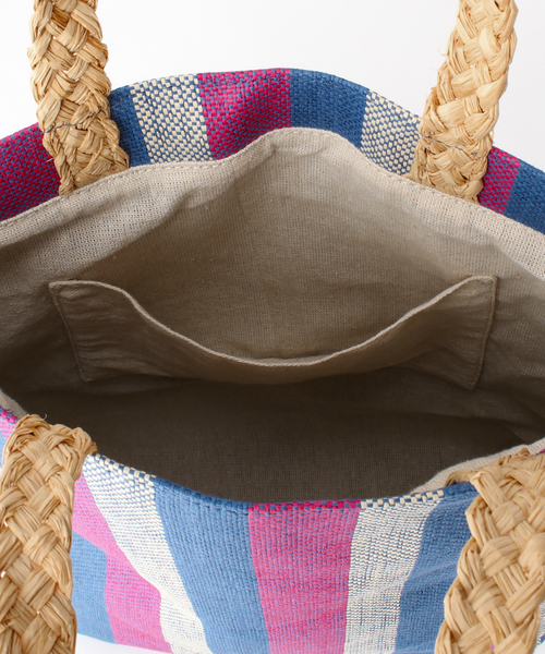 Simplicite（サンプリシテ）の「マルチストライプペーパーバッグ（トートバッグ・レディース・グリーン/ブルー系その他・FREE）」の9枚目の写真