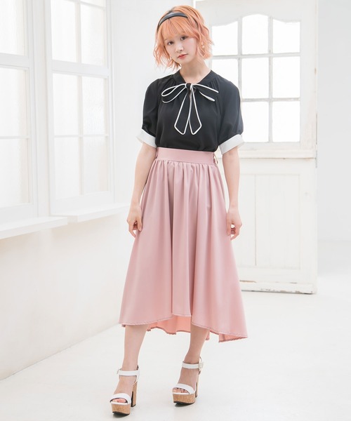 Newlyme(ニューリーミー)の「配色ボウタイ半袖ブラウス(シャツ/ブラウス・レディース・ホワイト/ライトグレー/ブラック・MEDIUM/LARGE/X-LARGE)」の11枚目の写真