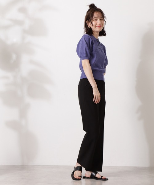 N.（N. Natural Beauty Basic）（エヌエヌナチュラルビューティーベーシック）の「◆メッシュポロニット（ニット/セーター・レディース・ブラック/モカ/ブルー・MEDIUM）」の4枚目の写真