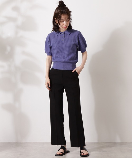 N.（N. Natural Beauty Basic）（エヌエヌナチュラルビューティーベーシック）の「◆メッシュポロニット（ニット/セーター・レディース・ブラック/モカ/ブルー・MEDIUM）」の7枚目の写真