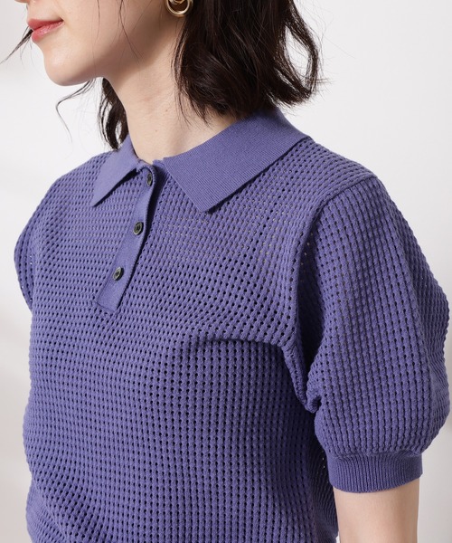 N.（N. Natural Beauty Basic）（エヌエヌナチュラルビューティーベーシック）の「◆メッシュポロニット（ニット/セーター・レディース・ブラック/モカ/ブルー・MEDIUM）」の12枚目の写真