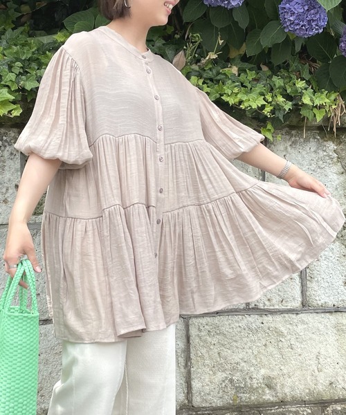 JUGLANS(ユグランス)の「☆ スラブガーゼ 2wayティアードBL(シャツ/ブラウス・レディース・オフホワイト/グレー/チャコール・FREE)」の2枚目の写真