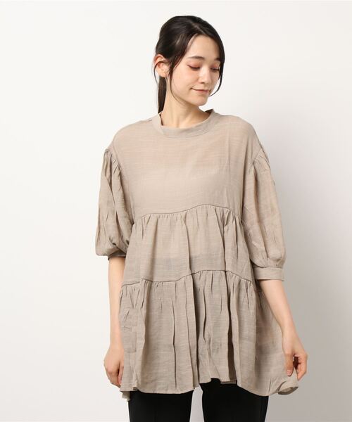 JUGLANS(ユグランス)の「☆ スラブガーゼ 2wayティアードBL(シャツ/ブラウス・レディース・オフホワイト/グレー/チャコール・FREE)」の15枚目の写真