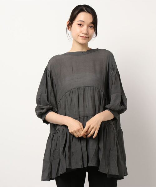 JUGLANS(ユグランス)の「☆ スラブガーゼ 2wayティアードBL(シャツ/ブラウス・レディース・オフホワイト/グレー/チャコール・FREE)」の16枚目の写真