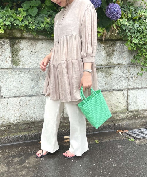 JUGLANS(ユグランス)の「☆ スラブガーゼ 2wayティアードBL(シャツ/ブラウス・レディース・オフホワイト/グレー/チャコール・FREE)」の9枚目の写真