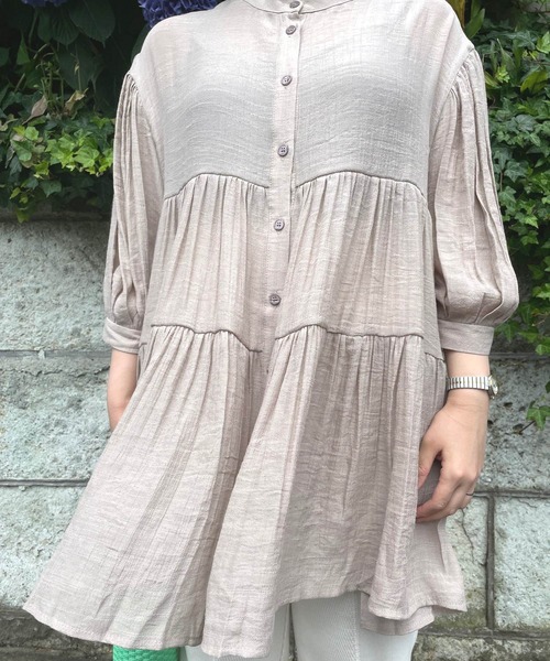 JUGLANS(ユグランス)の「☆ スラブガーゼ 2wayティアードBL(シャツ/ブラウス・レディース・オフホワイト/グレー/チャコール・FREE)」の10枚目の写真