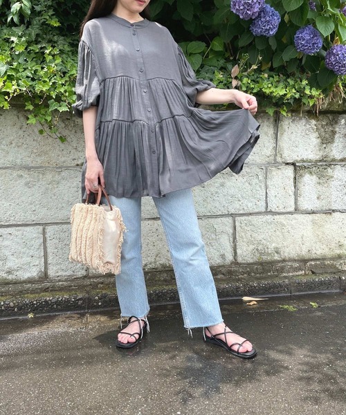 JUGLANS(ユグランス)の「☆ スラブガーゼ 2wayティアードBL(シャツ/ブラウス・レディース・オフホワイト/グレー/チャコール・FREE)」の11枚目の写真