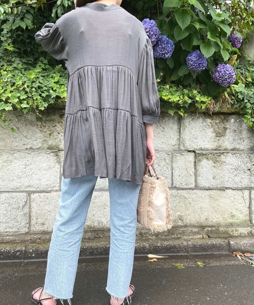 JUGLANS(ユグランス)の「☆ スラブガーゼ 2wayティアードBL(シャツ/ブラウス・レディース・オフホワイト/グレー/チャコール・FREE)」の12枚目の写真