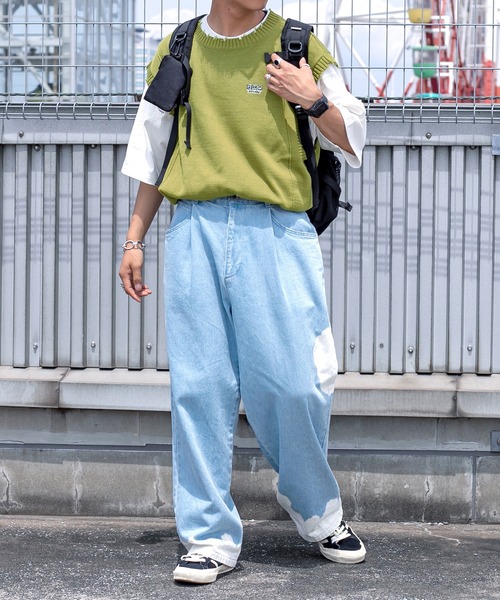 Perushu(ペルーシュ)の「ダメージサマーニットベスト(ベスト・メンズ・イエロー/グリーン/ダークブルー・MEDIUM/LARGE)」の6枚目の写真