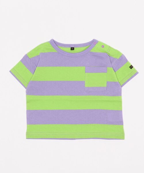 BIG FIELD（ビッグフィールド）の「太ボーダーワイドポケットT（80～150cm）（Tシャツ/カットソー・キッズ・レッド/ラベンダー/ライトピンク・90/100/110/120/80/130/95/140/150）」の13枚目の写真