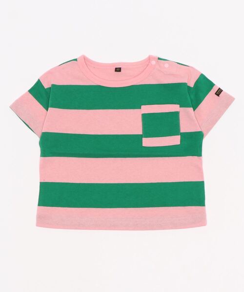 BIG FIELD（ビッグフィールド）の「太ボーダーワイドポケットT（80～150cm）（Tシャツ/カットソー・キッズ・レッド/ラベンダー/ライトピンク・90/100/110/120/80/130/95/140/150）」の15枚目の写真