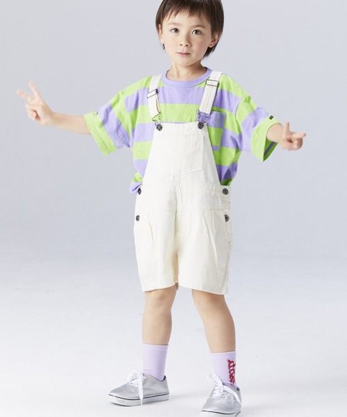 BIG FIELD（ビッグフィールド）の「太ボーダーワイドポケットT（80～150cm）（Tシャツ/カットソー・キッズ・レッド/ラベンダー/ライトピンク・90/100/110/120/80/130/95/140/150）」の8枚目の写真