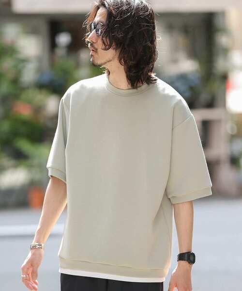 URBAN RESEARCH Sonny Label（アーバンリサーチサニーレーベル）の「シルキータッチダンボールニットTシャツ（Tシャツ/カットソー・メンズ・チャコールグレー/オフホワイト/ブルー/ミント・MEDIUM/LARGE）」の3枚目の写真