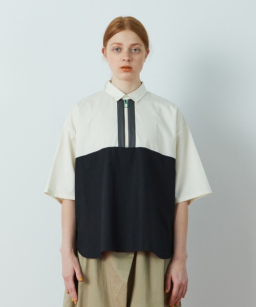 FRAPBOIS（フラボア）の「ジップトーン シャツ（シャツ/ブラウス・レディース・ブラック/ブルー・1/2）」の2枚目の写真