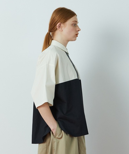 FRAPBOIS（フラボア）の「ジップトーン シャツ（シャツ/ブラウス・レディース・ブラック/ブルー・1/2）」の4枚目の写真