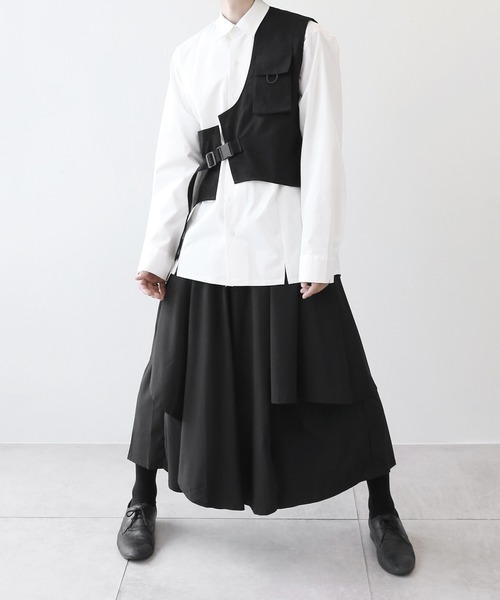 minsobi(ミンソビ)の「ドレープスカートパンツ メンズスカートパンツ ワイドパンツ イージーパンツ(その他パンツ・メンズ・ブラック・FREE)」の5枚目の写真