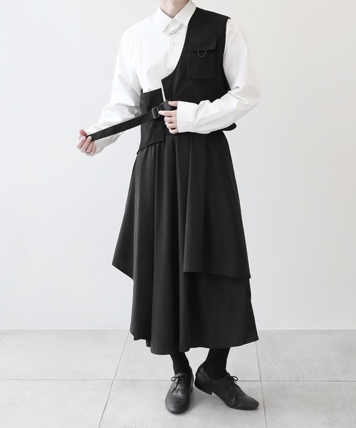 minsobi(ミンソビ)の「ドレープスカートパンツ メンズスカートパンツ ワイドパンツ イージーパンツ(その他パンツ・メンズ・ブラック・FREE)」の4枚目の写真