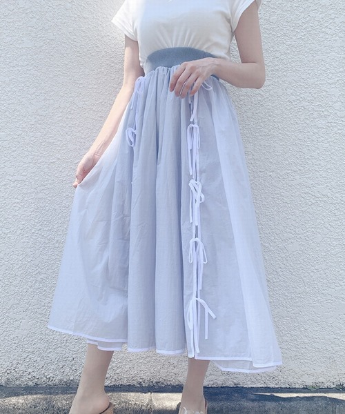 PAIN(ペイン)の「シアーリボンロングスカート(スカート・レディース・ブラック/ブルー/ピンク・FREE)」の2枚目の写真