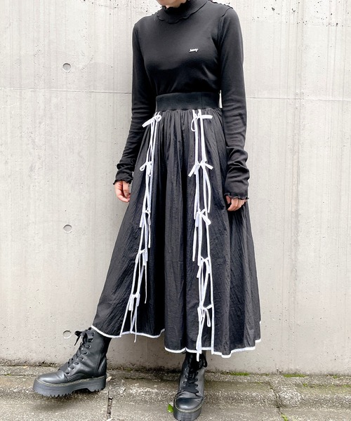 PAIN(ペイン)の「シアーリボンロングスカート(スカート・レディース・ブラック/ブルー/ピンク・FREE)」の1枚目の写真