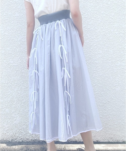 PAIN(ペイン)の「シアーリボンロングスカート(スカート・レディース・ブラック/ブルー/ピンク・FREE)」の5枚目の写真