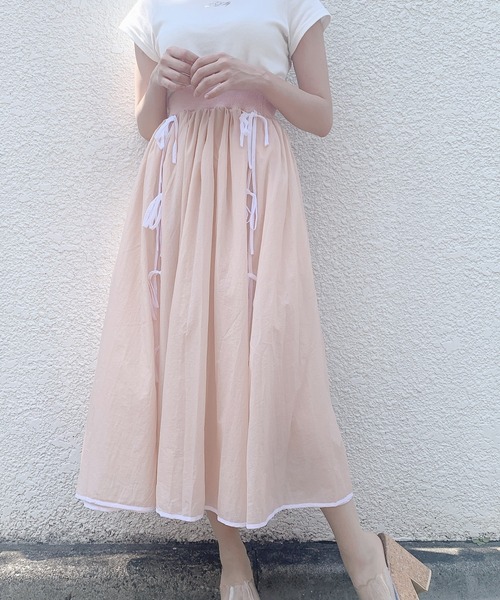 PAIN(ペイン)の「シアーリボンロングスカート(スカート・レディース・ブラック/ブルー/ピンク・FREE)」の7枚目の写真