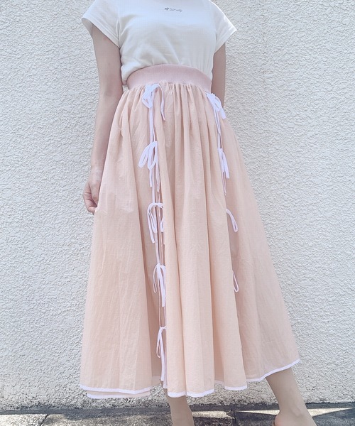 PAIN(ペイン)の「シアーリボンロングスカート(スカート・レディース・ブラック/ブルー/ピンク・FREE)」の4枚目の写真