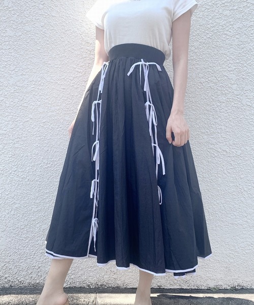 PAIN(ペイン)の「シアーリボンロングスカート(スカート・レディース・ブラック/ブルー/ピンク・FREE)」の6枚目の写真
