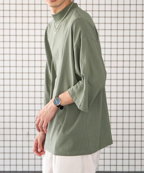 PairPair（ペアペア）の「モックネックTシャツ(ユニセックス)（Tシャツ/カットソー・レディース・スミクロ/グリーン/オフホワイト/ピンク・FREE）」の8枚目の写真