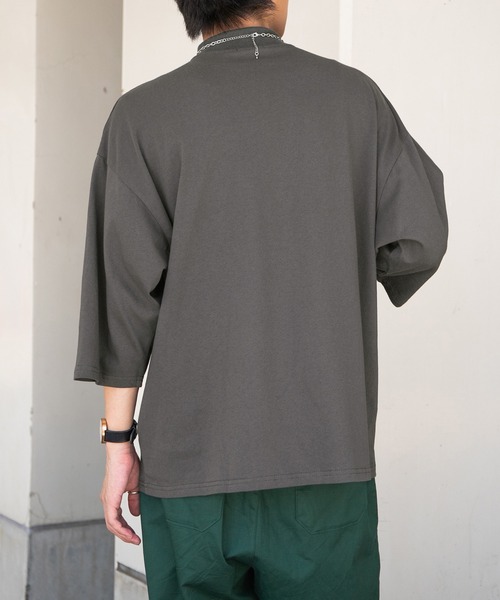 PairPair（ペアペア）の「モックネックTシャツ(ユニセックス)（Tシャツ/カットソー・レディース・スミクロ/グリーン/オフホワイト/ピンク・FREE）」の7枚目の写真