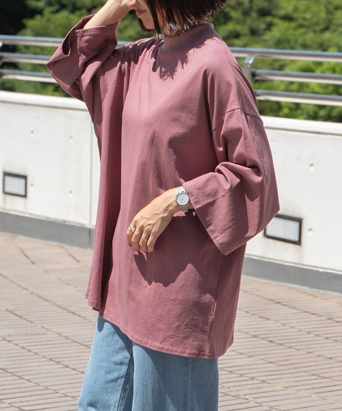 PairPair（ペアペア）の「モックネックTシャツ(ユニセックス)（Tシャツ/カットソー・レディース・スミクロ/グリーン/オフホワイト/ピンク・FREE）」の9枚目の写真