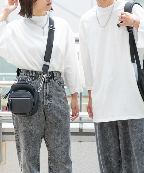 PairPair（ペアペア）の「モックネックTシャツ(ユニセックス)（Tシャツ/カットソー・レディース・スミクロ/グリーン/オフホワイト/ピンク・FREE）」の16枚目の写真