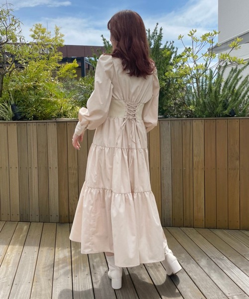 セール】1枚でコーディネートが決まる。コルセットシャツワンピース