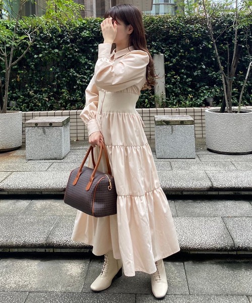 セール】1枚でコーディネートが決まる。コルセットシャツワンピース