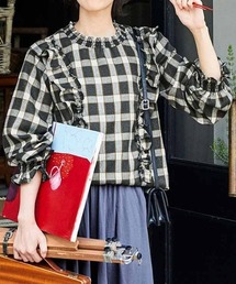 Live in comfort | リブ　イン　コンフォート　フリル遣いが華やかな　綿ネルチェックプルオーバー(シャツ/ブラウス)