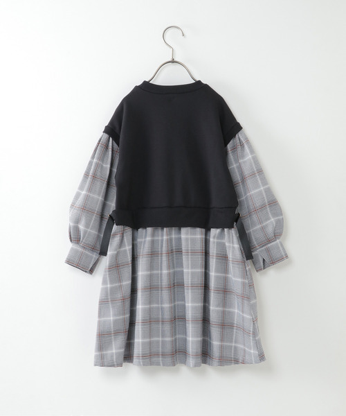 ikka（イッカ）の「【キッズ】ベストレイヤードチェック柄ワンピース（100~160cm）（ワンピース・キッズ・ブラック/ベージュ・100/110/120/130/140/150/160）」の9枚目の写真