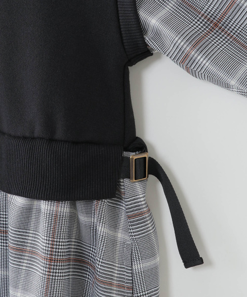 ikka（イッカ）の「【キッズ】ベストレイヤードチェック柄ワンピース（100~160cm）（ワンピース・キッズ・ブラック/ベージュ・100/110/120/130/140/150/160）」の5枚目の写真