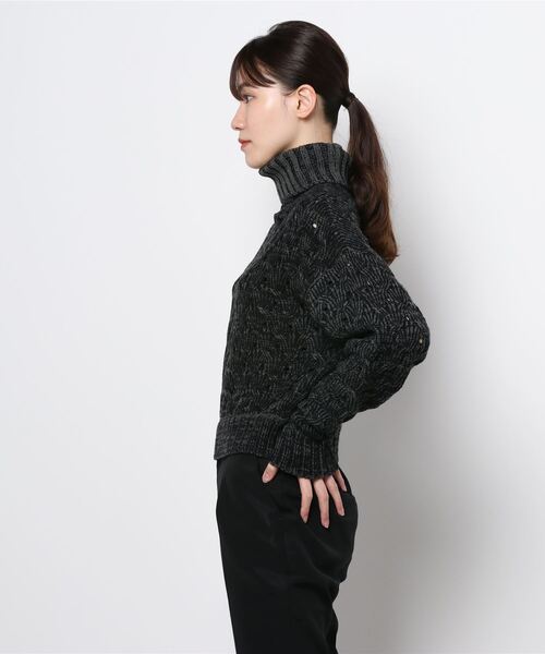 SPIRALGIRL（スパイラルガール）の「ミニケーブルタートルネックニット（ニット/セーター・レディース・ブラック/グリーン・FREE）」の14枚目の写真
