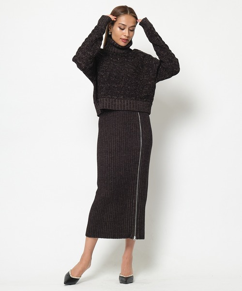 SPIRALGIRL（スパイラルガール）の「ミニケーブルタートルネックニット（ニット/セーター・レディース・ブラック/グリーン・FREE）」の13枚目の写真