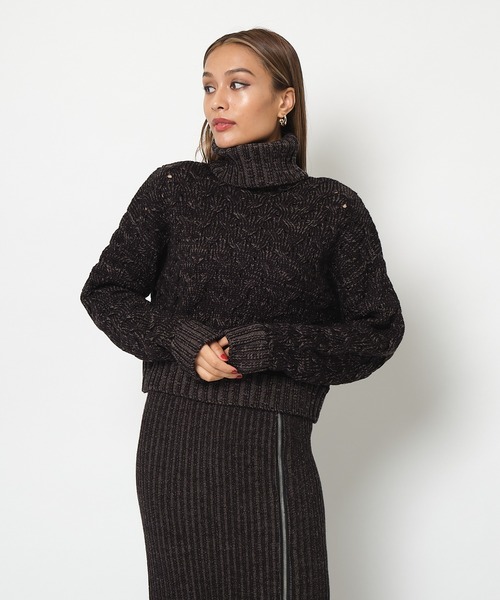 SPIRALGIRL（スパイラルガール）の「ミニケーブルタートルネックニット（ニット/セーター・レディース・ブラック/グリーン・FREE）」の20枚目の写真